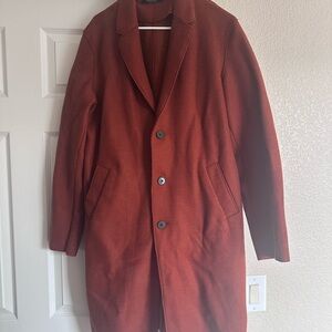 Zara Men's Deep Burnt Orange/Brown Trench Coat